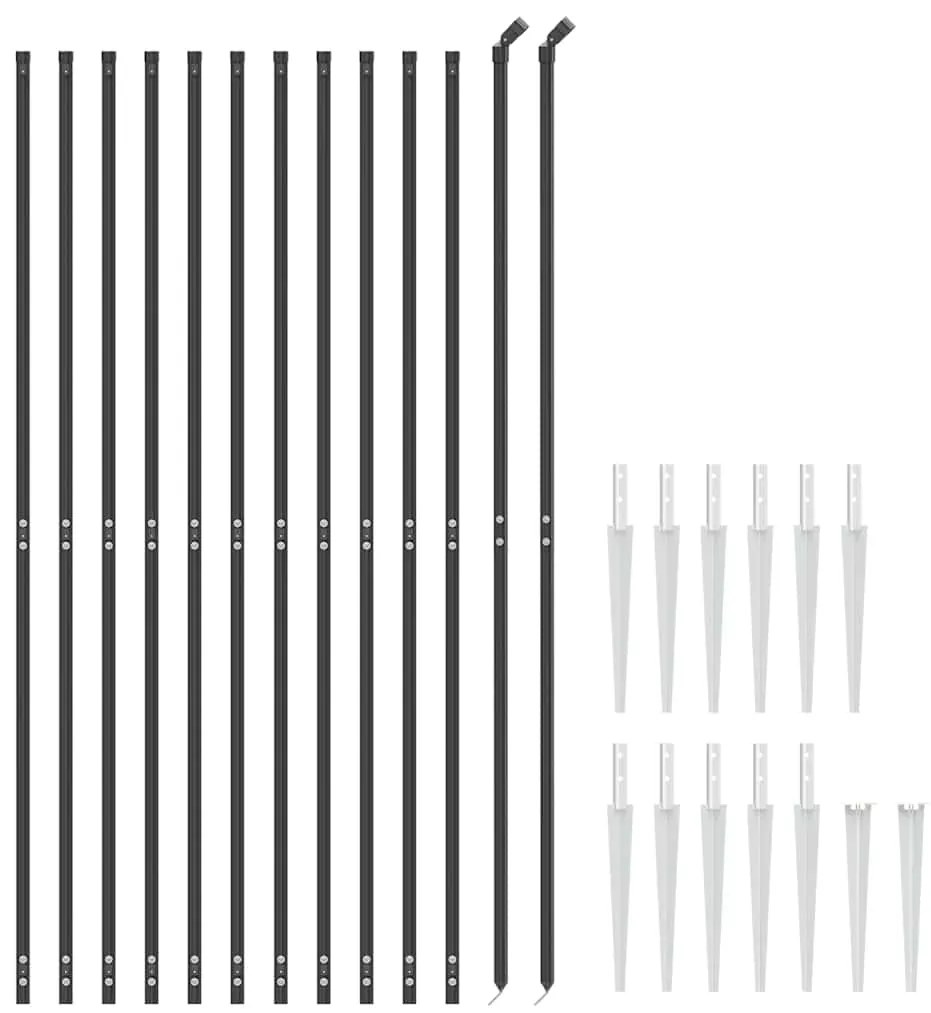 Cerca de malha de arame c/ estacas de fixação 2x25m antracite