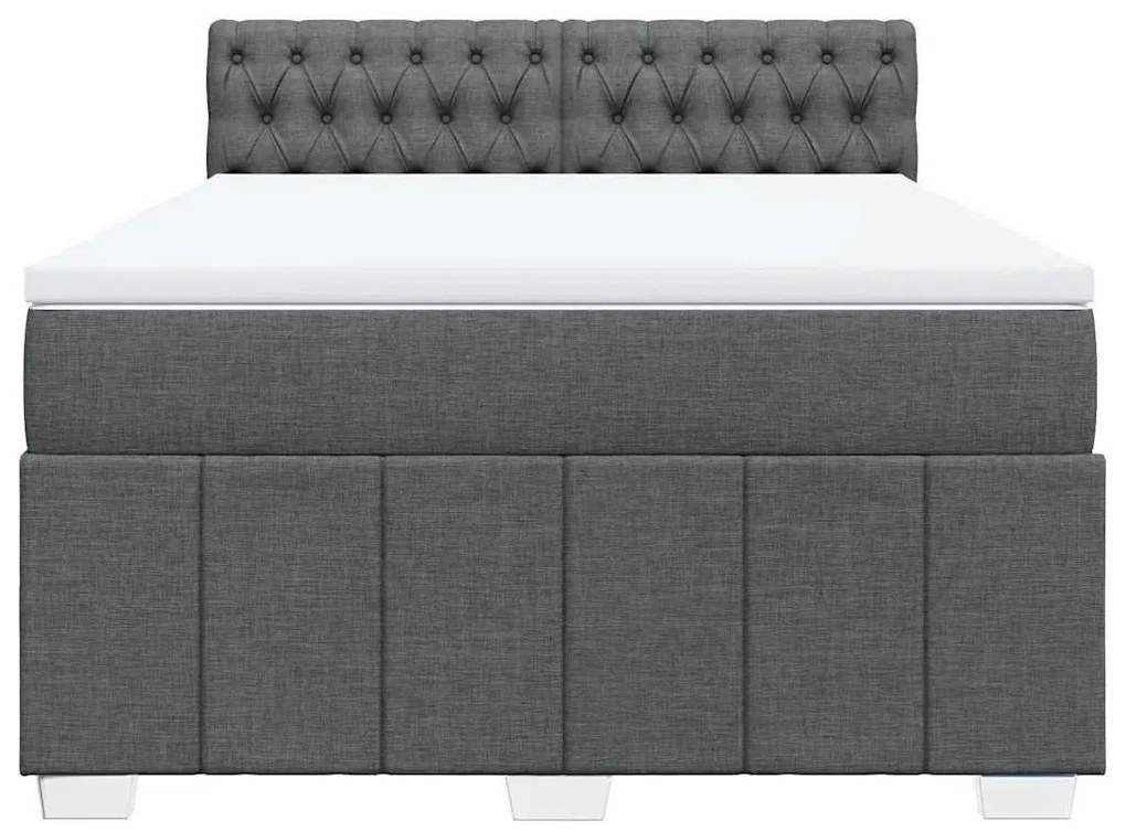Cama com molas/colchão 140x200 cm tecido cinzento-escuro