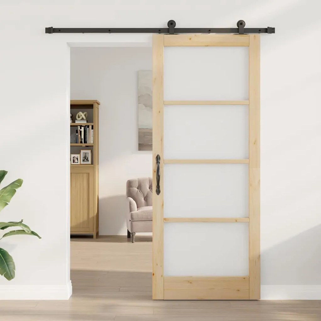 Porta Deslizante vidaXL com Conjunto de Hardware 'ORKDAL'Madeira Maciç