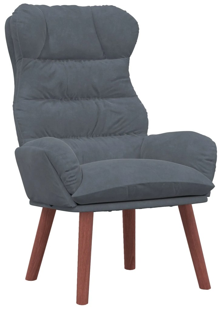 Poltrona Relaxante Veludo Cinza Escuro