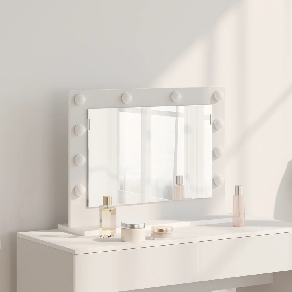 vidaXL Espelho de Toucador com Luzes LED Branco 60x45x18 cm