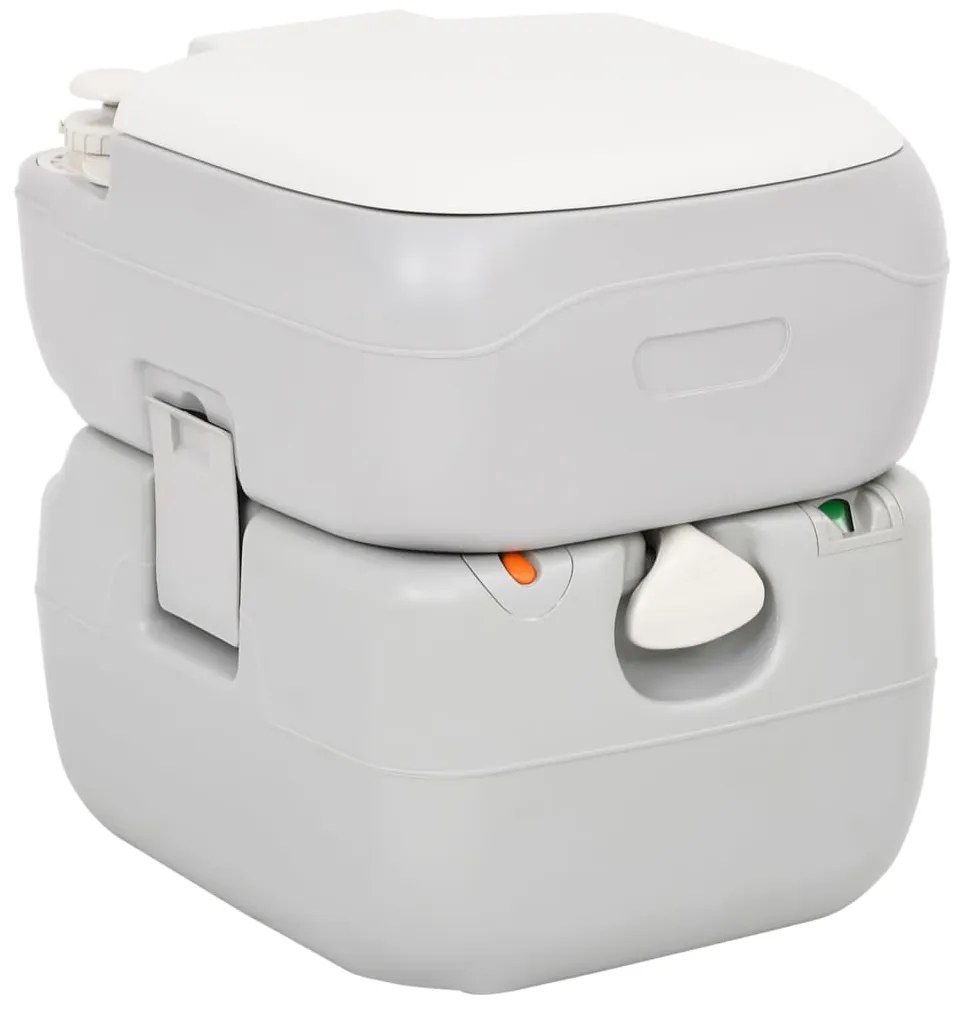 vidaXL Sanita portátil p/ campismo 22+12 L PEAD cinzento e branco