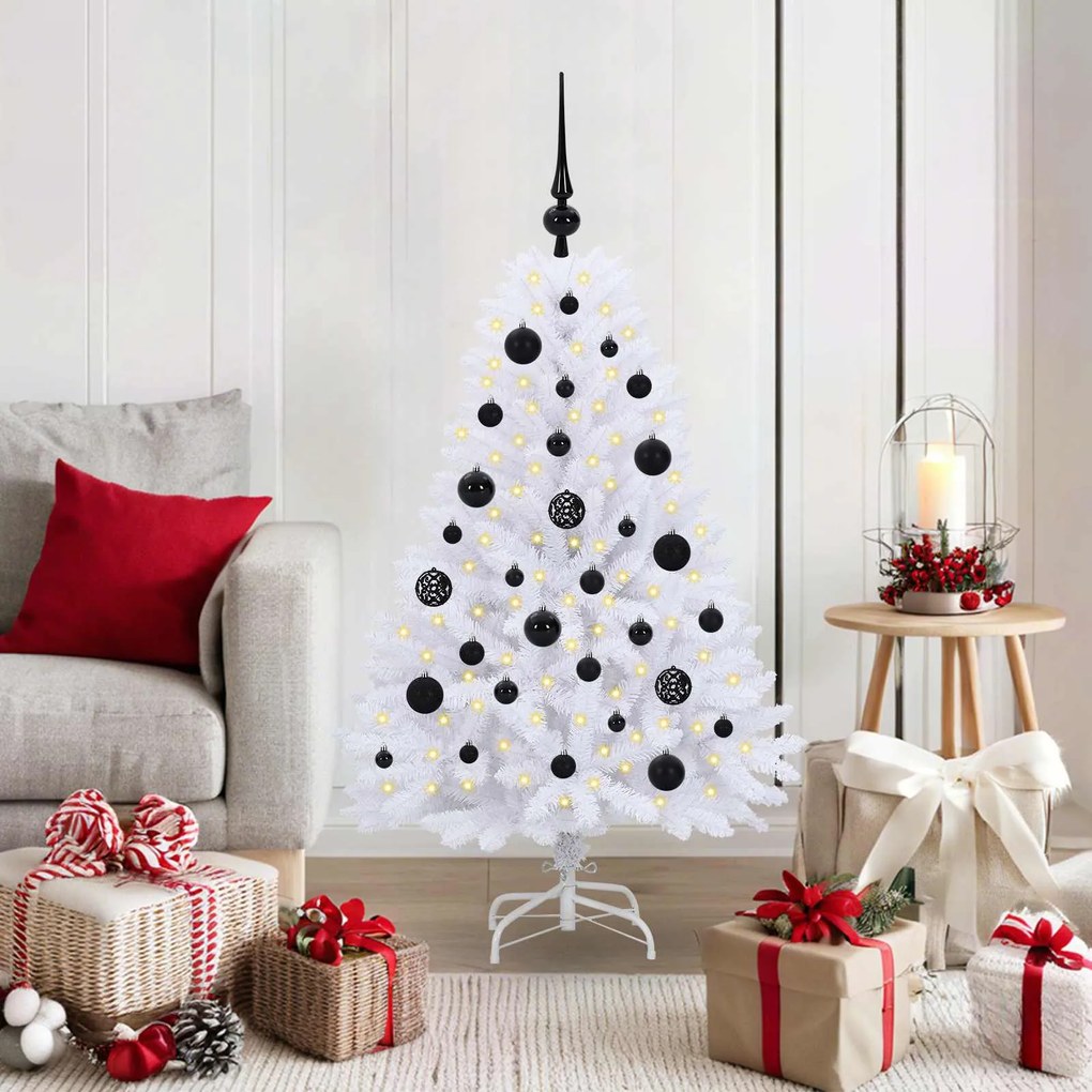 vidaXL Árvore de Natal Articulada Artificial Branco 120 cm PVC e Aço