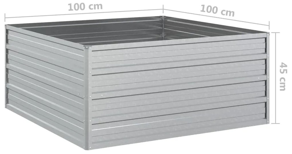 Canteiro elevado jardim 100x100x45 cm aço galvanizado prateado