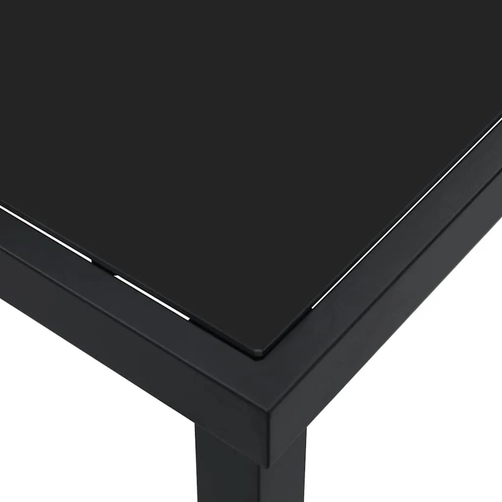 Mesa de Jardim vidaXL Preta 80x80x73 cm com Vidro Temperado