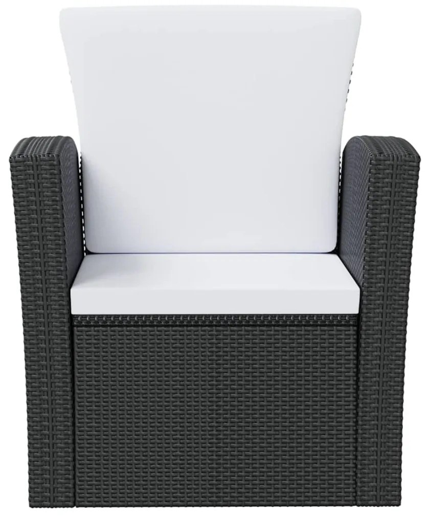 8 pcs conjunto lounge de jardim c/ almofadões vime PE preto