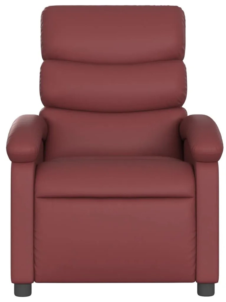 Poltrona massagens reclin. elétrica couro artif. vermelho-tinto