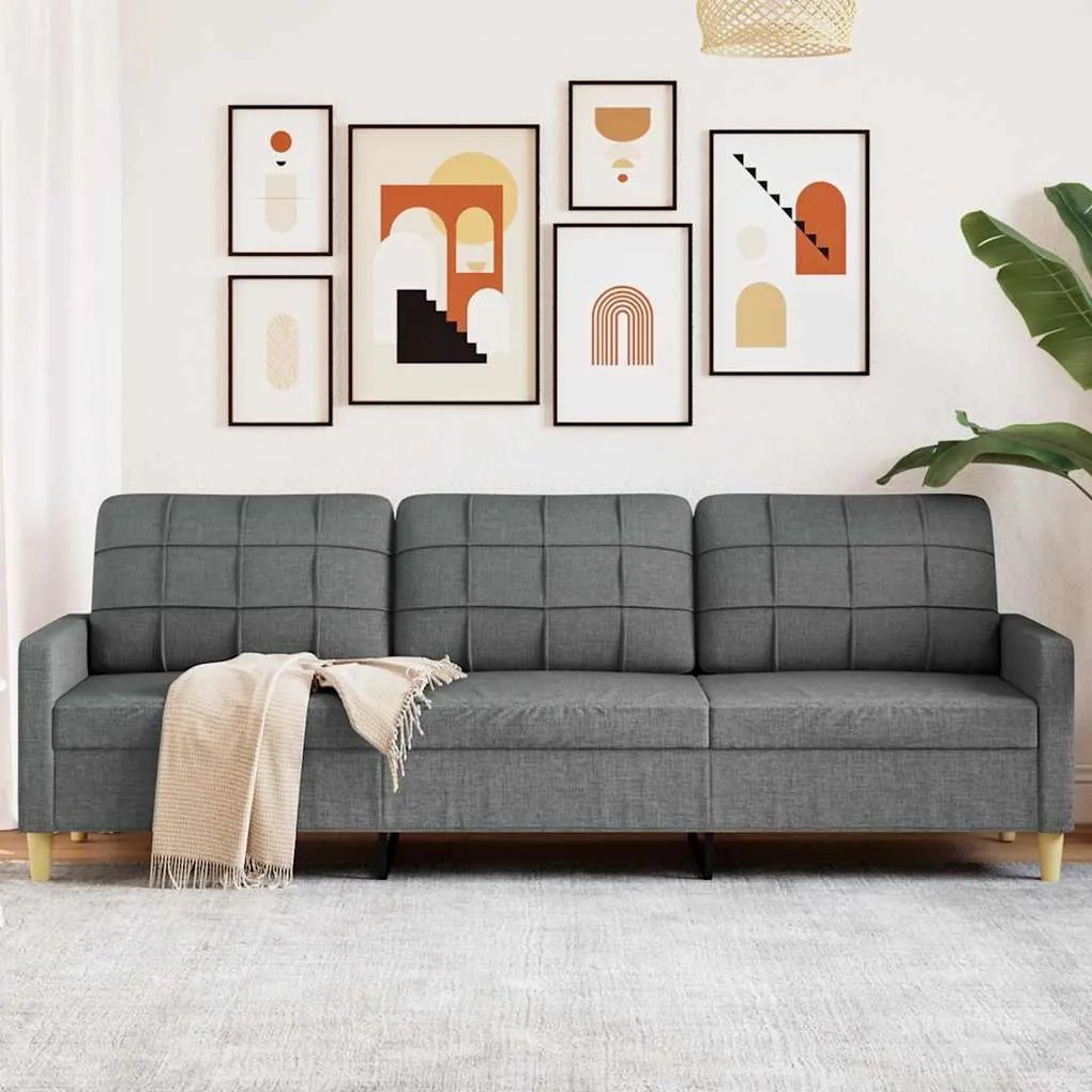 vidaXL Sofá de 3 lugares 210 cm tecido cinza-escuro