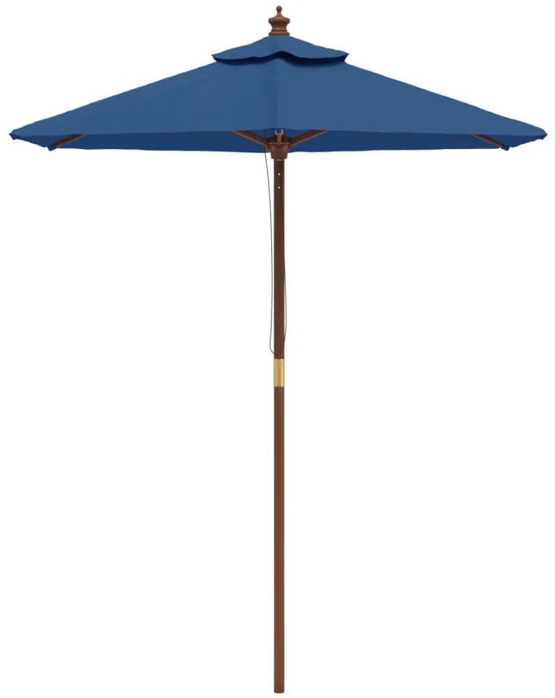 Guarda-sol de jardim com poste de madeira 196x231 cm azul-ciano