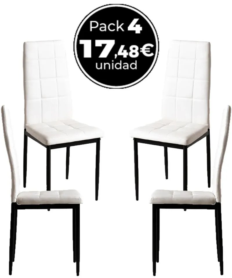 Pack 4 Cadeiras Lan Couro Sintético - Branco