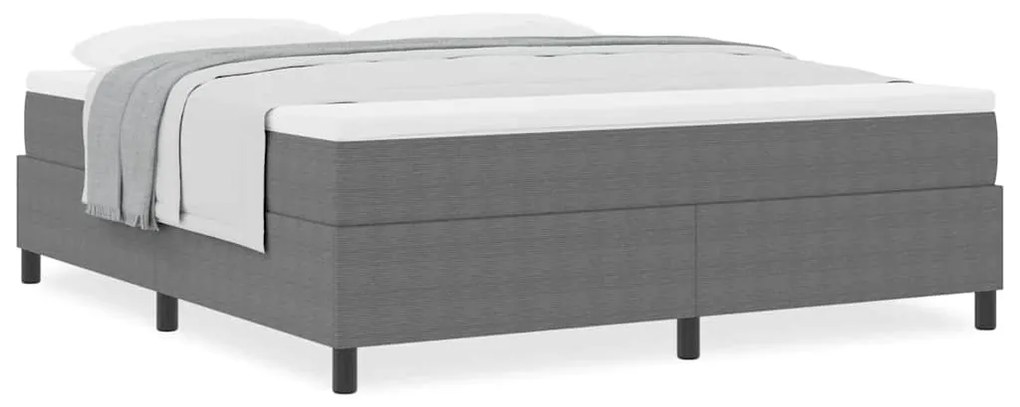Cama Box com Colchão - Cinza Claro, Super King, Tecido de Cotele