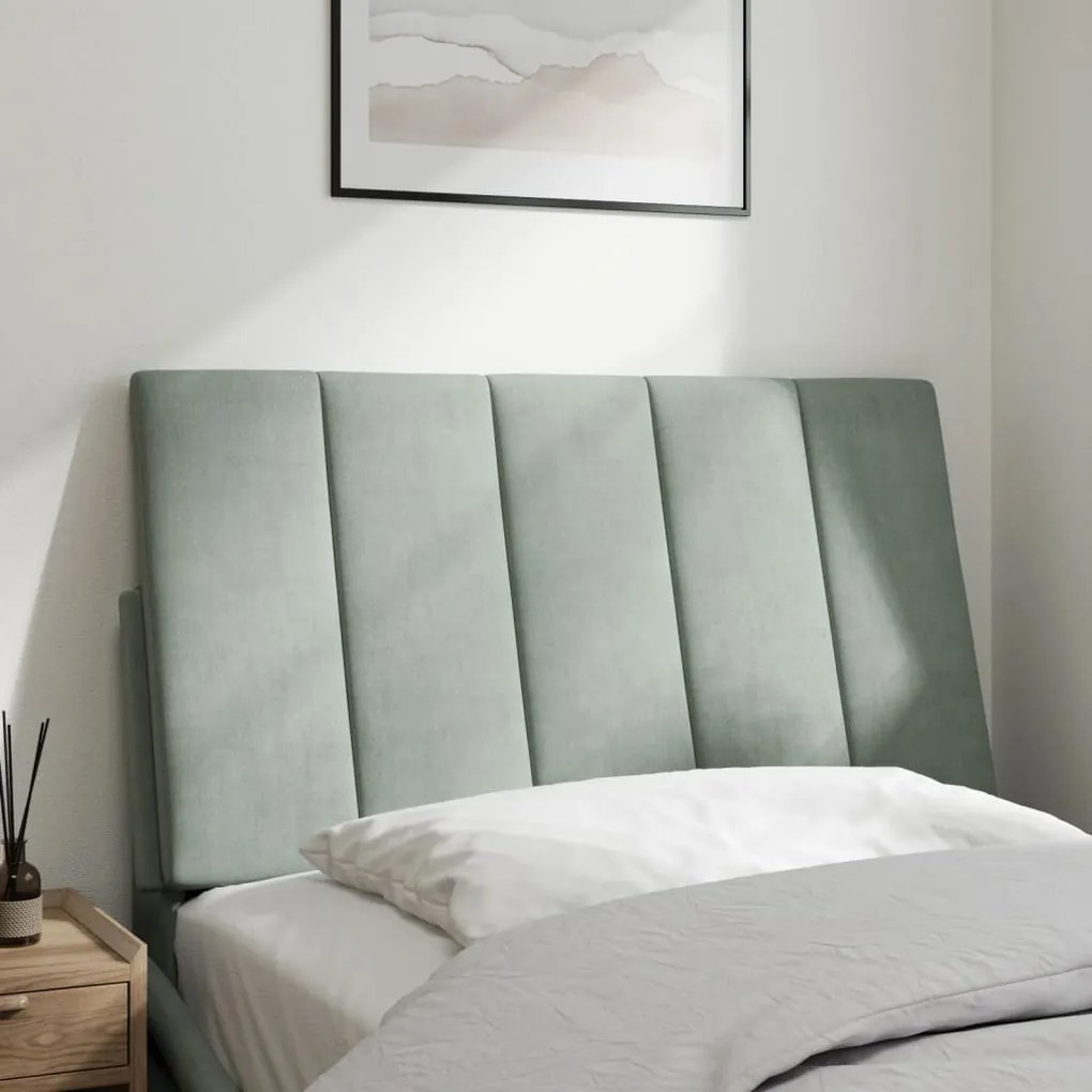 Almofadão de cabeceira 80 cm veludo cinzento-claro
