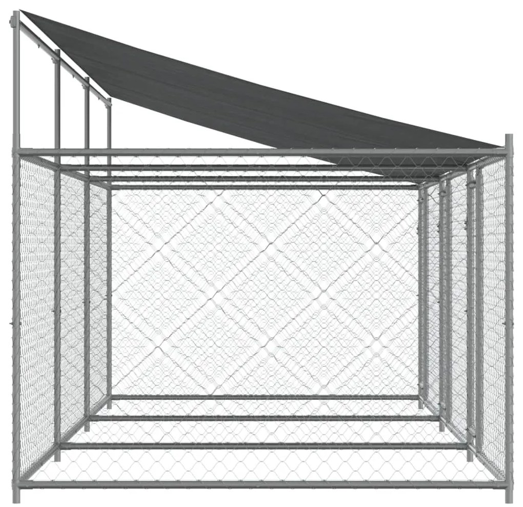 Jaula para cão com telhado/portas 6x2x2 m aço galvanizado cinza