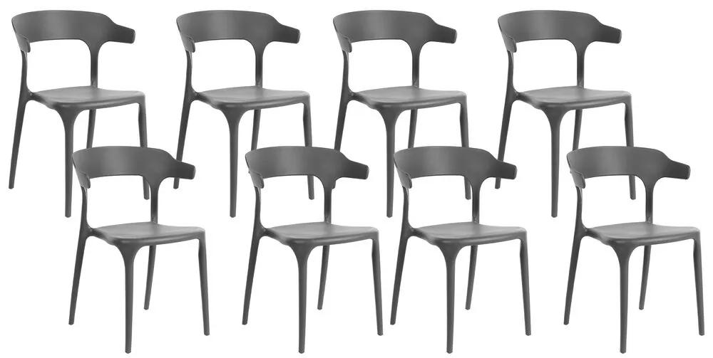 Conjunto de 8 cadeiras de jantar cinzentas escuras GUBBIO Beliani