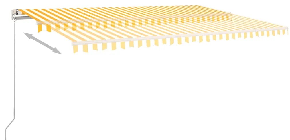 Toldo automático c/ LED e sensor de vento 5x3,5m amarelo/branco
