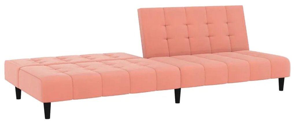 Sofá-cama de 2 lugares veludo rosa