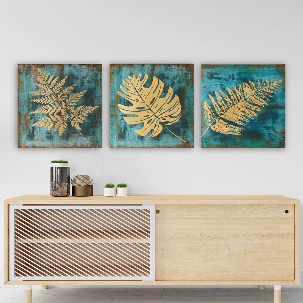 Pintura Decorativa em Tela 3P5777 – Multicolor – 30 x 30 cm (3 Peças)