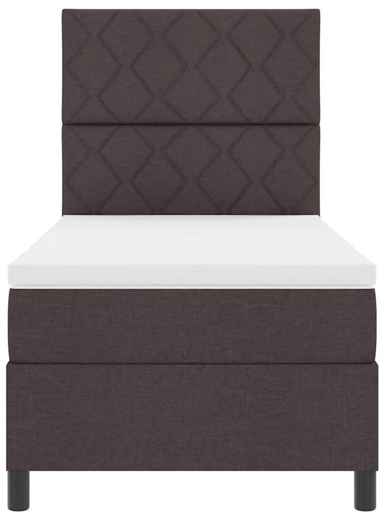 Cama Box Spring com Colchão Castanho Escuro 90x200 cm Tecido