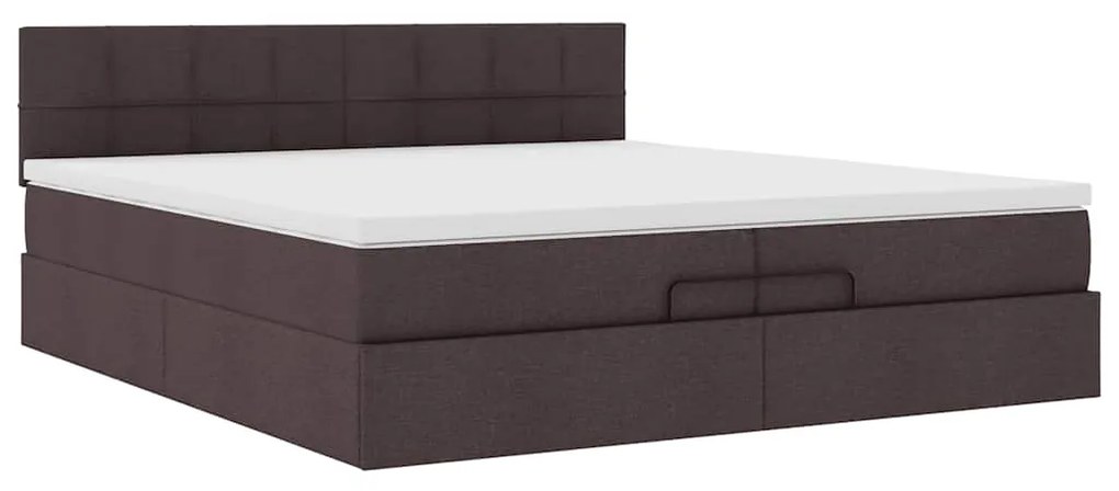 Estrutura de cama otomana com colchão 200x200cm castanho-escuro