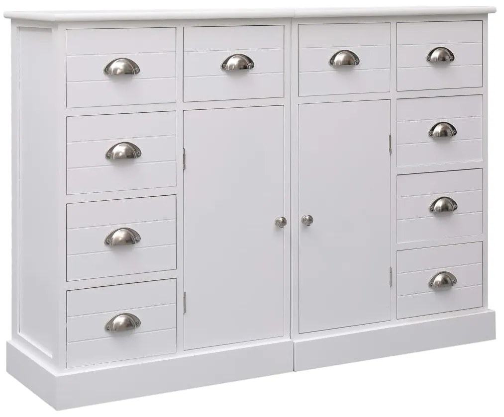 Aparador com 10 gavetas 113x30x79 cm madeira branco