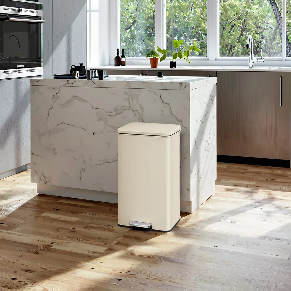 Caixote do lixo de 40 litros 34,8 x 32,1 x 55,7 cm bege areia