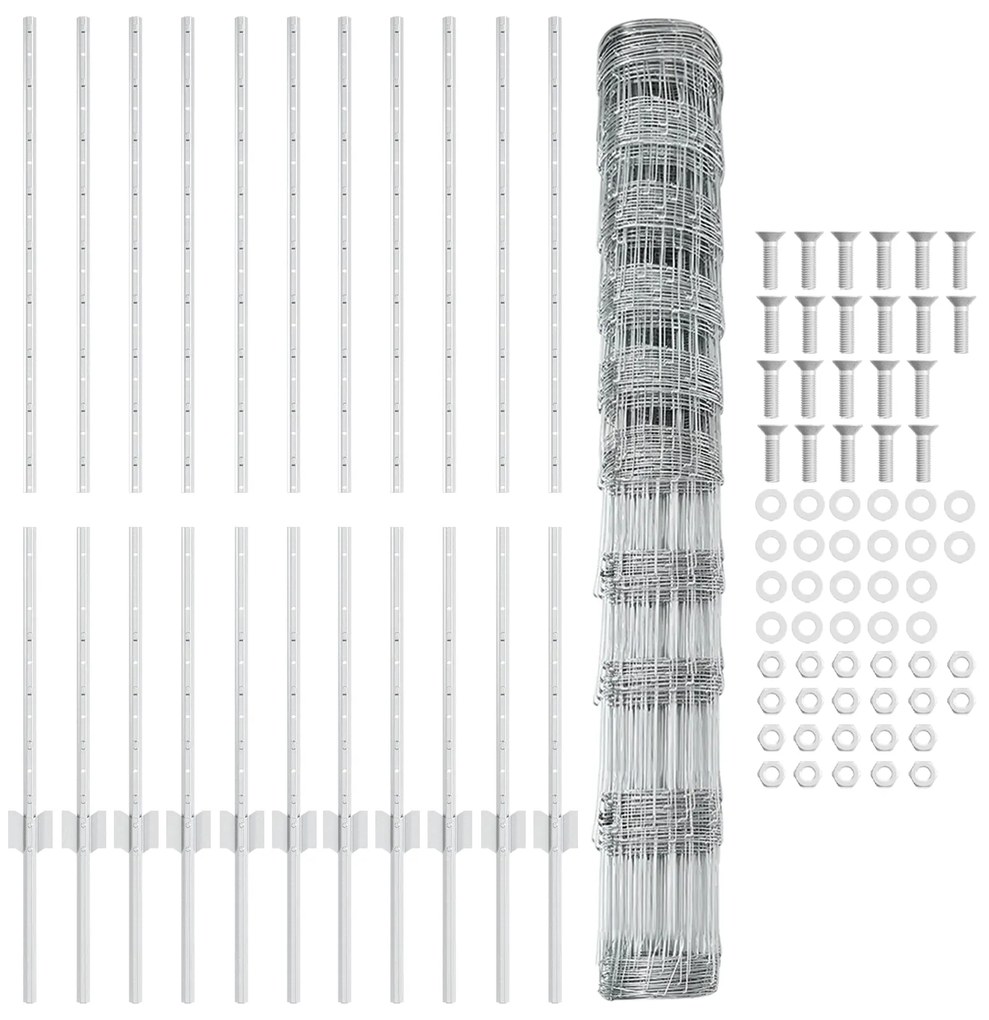 Postes de Cerca vidaXL 22 pcs U-Channel 120 cm Aço Galvanizado, Cerca