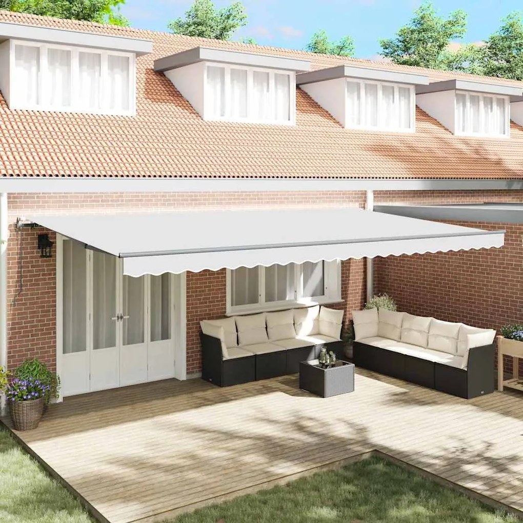 vidaXL Toldo Retrátil Branco 600 × 350 cm Tecido e Alumínio
