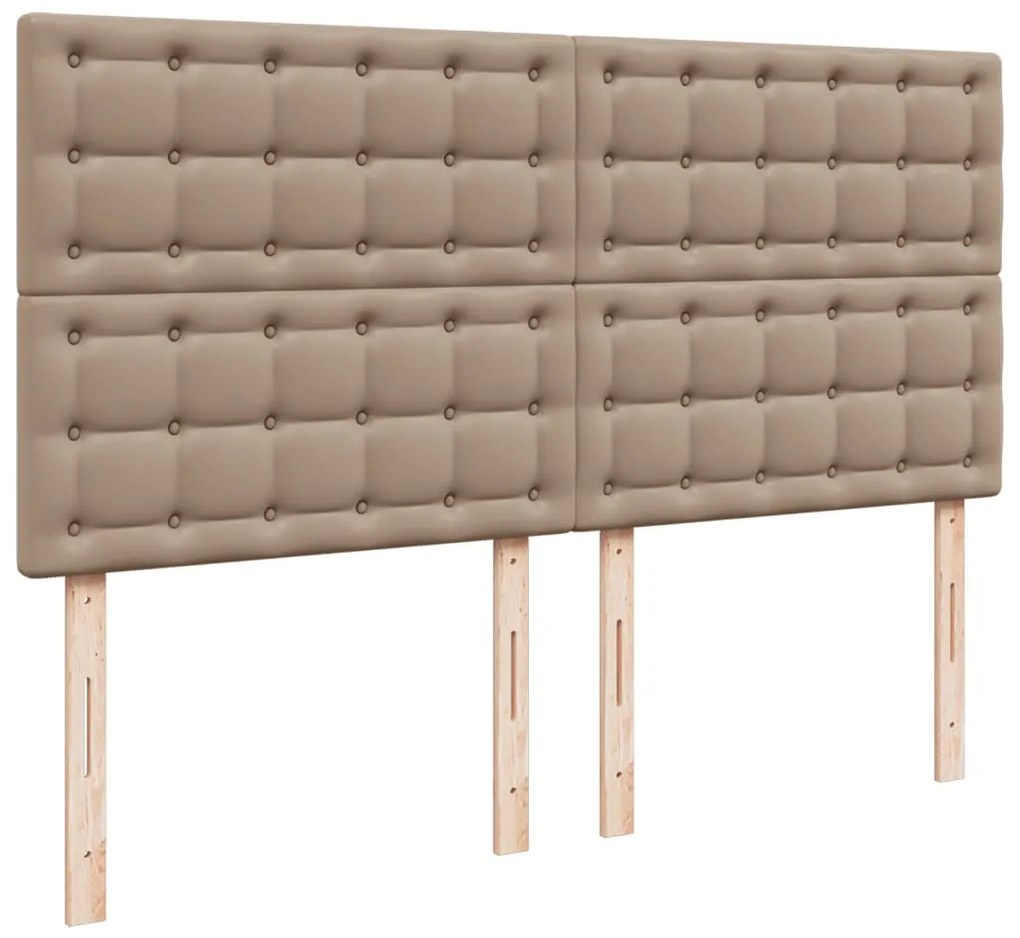 Cama com molas/colchão 200x200 cm couro artificial cappuccino