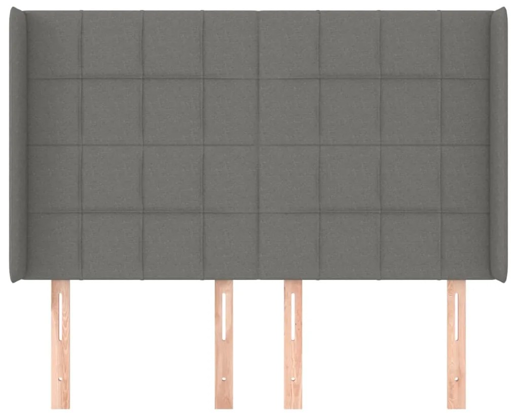 Cabeceira cama c/ abas tecido 147x16x118/128 cm cinzento-escuro