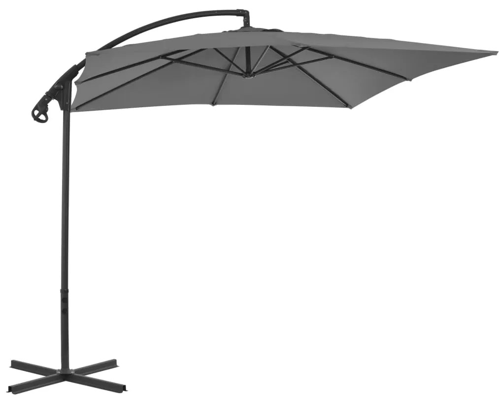 Guarda-sol cantilever com poste de aço 250x250 cm antracite