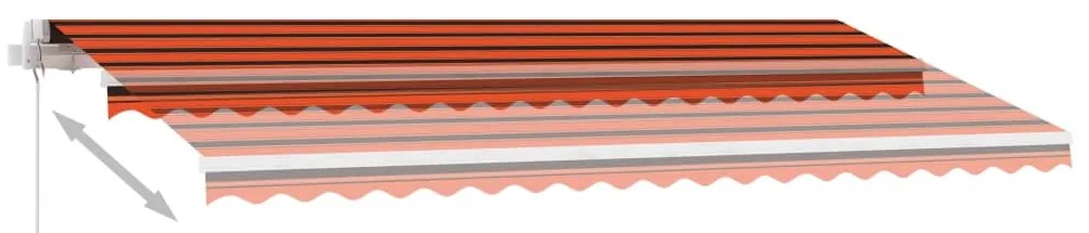Toldo retrátil manual com LED 450x300 cm laranja e castanho