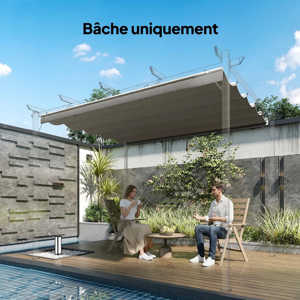 Lona para tenda retrátil de 3 x 3 m – apenas a lona, 250 x 255 cm (ESTRUTURA NÃO ESTÁ INCLUÍDA), cinzento claro