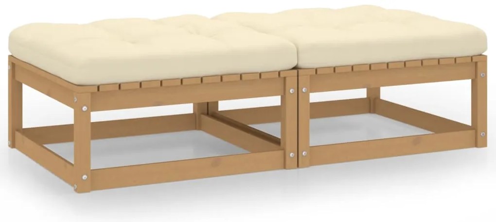 Apoio de pés p/ jardim c/ almofadões 2 pcs pinho maciço