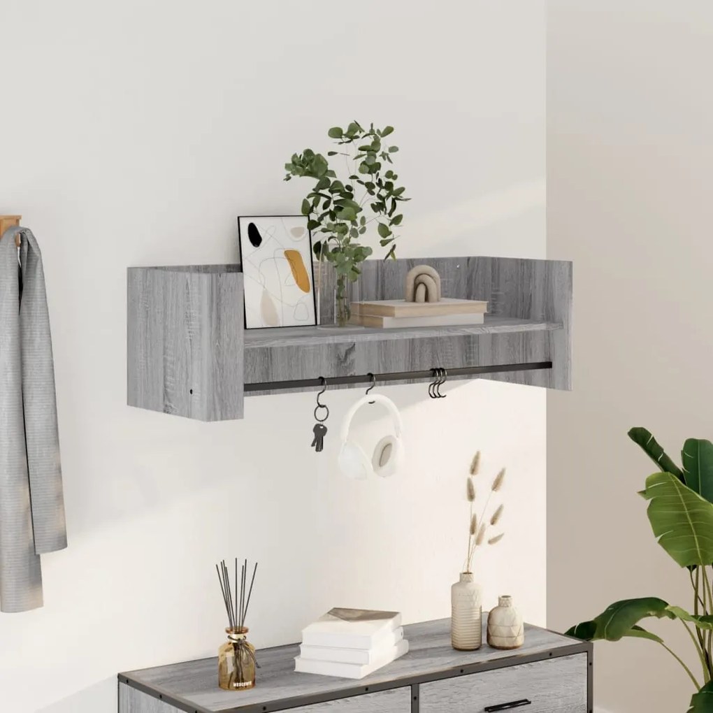 vidaXL Prateleira parede 100x35x30,5 cm deriv. de madeira cinza sonoma