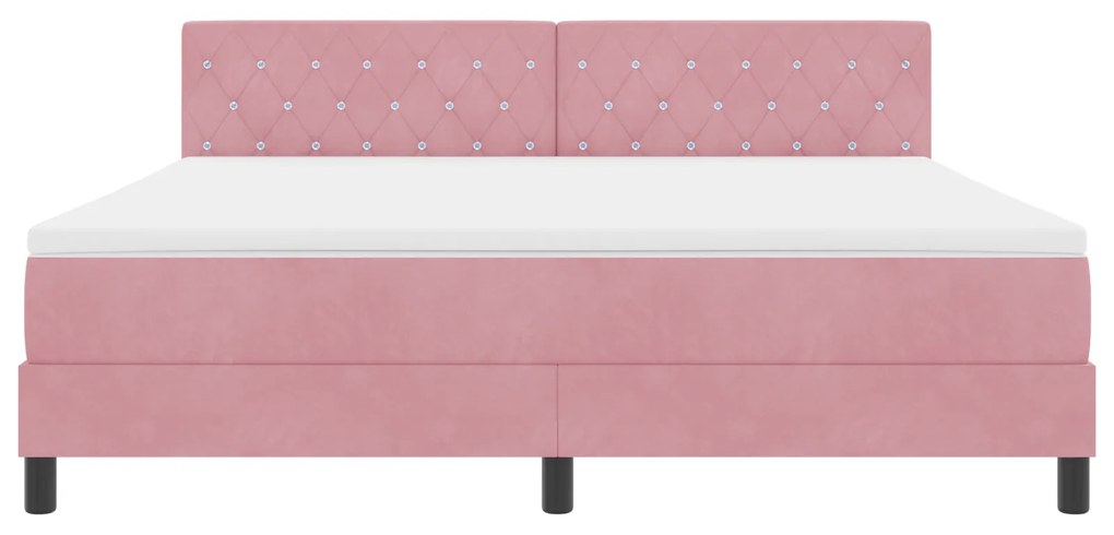 Cama Box com Colchão vidaXL Rosa Super King Veludo