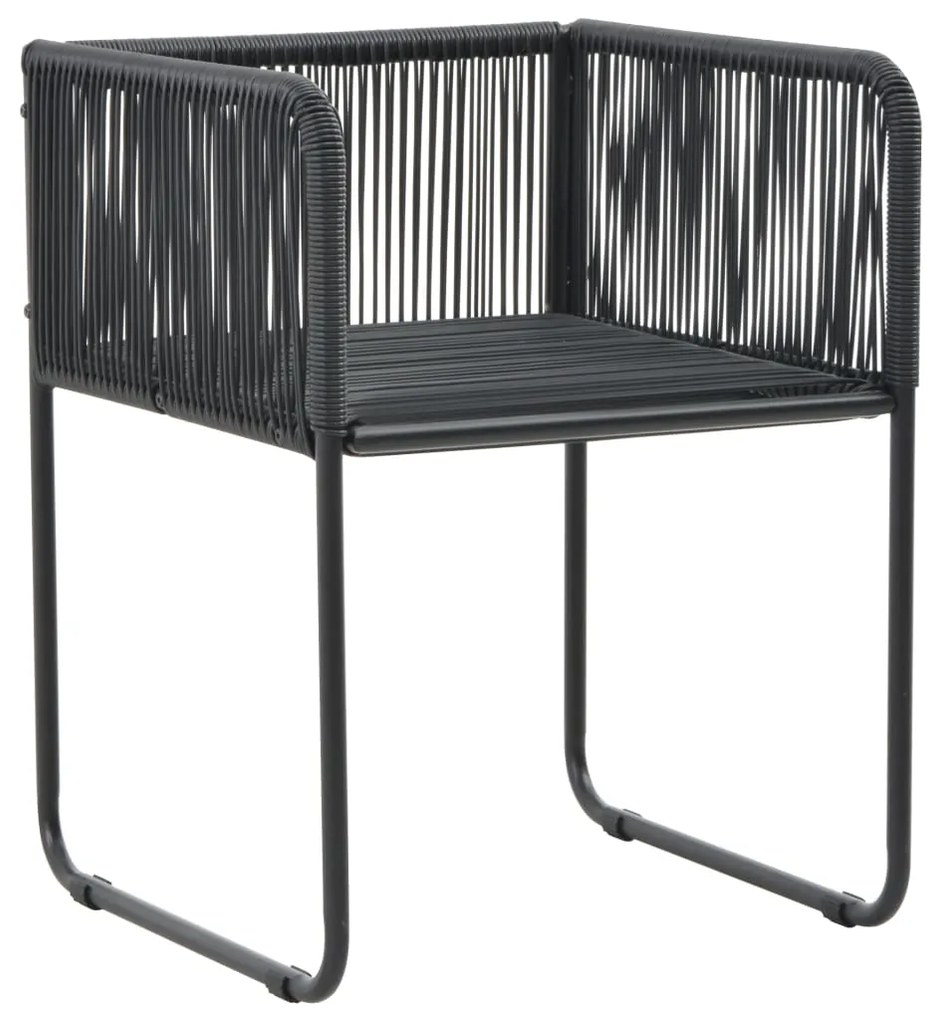 Cadeiras de exterior 2 pcs c/ almofadões vime PE preto