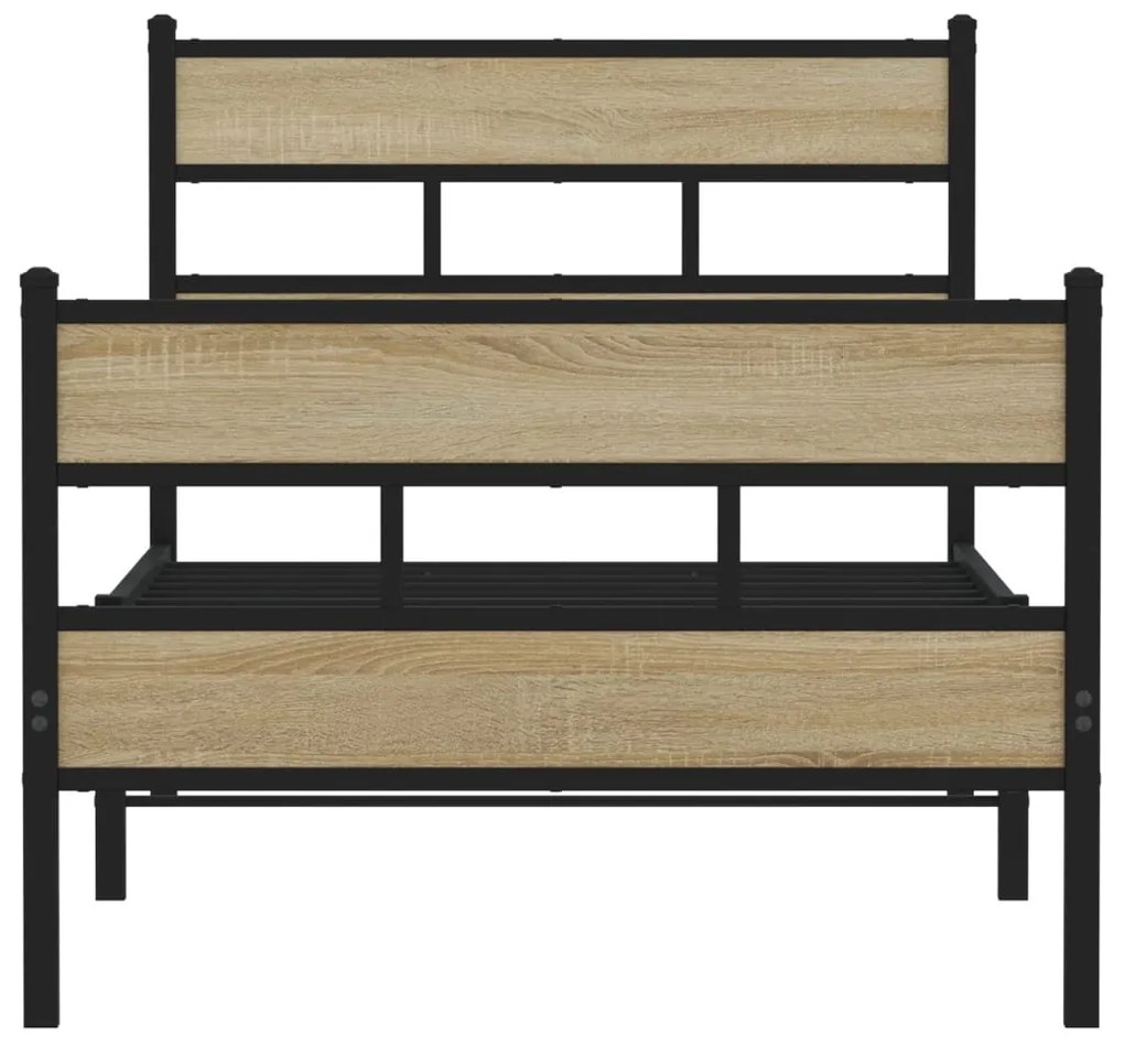 Estrutura de cama sem colchão 75x190 cm metal carvalho sonoma