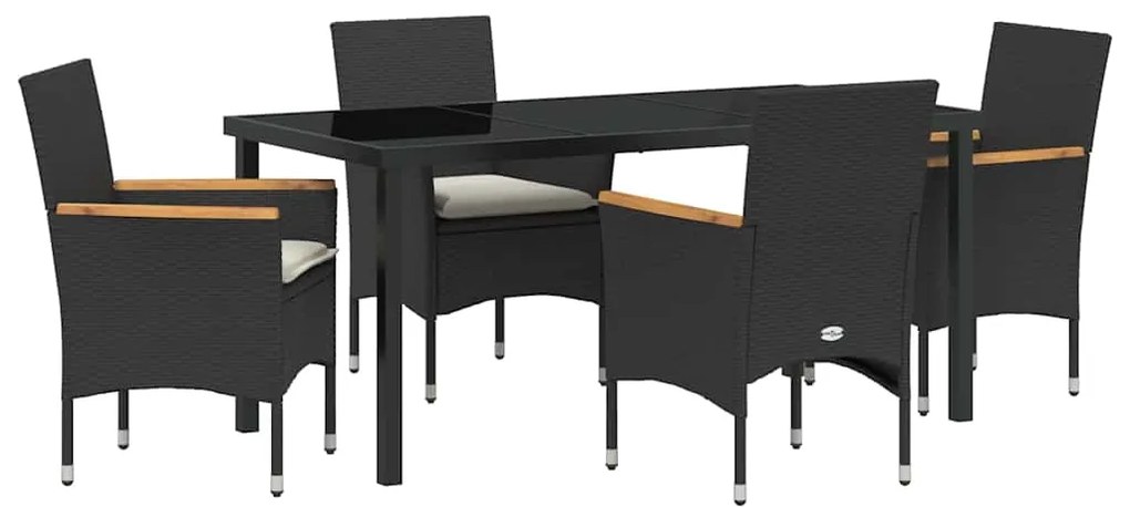 Conjunto de Jantar para Jardim com 5 Peças da com Almofadas de Rattan