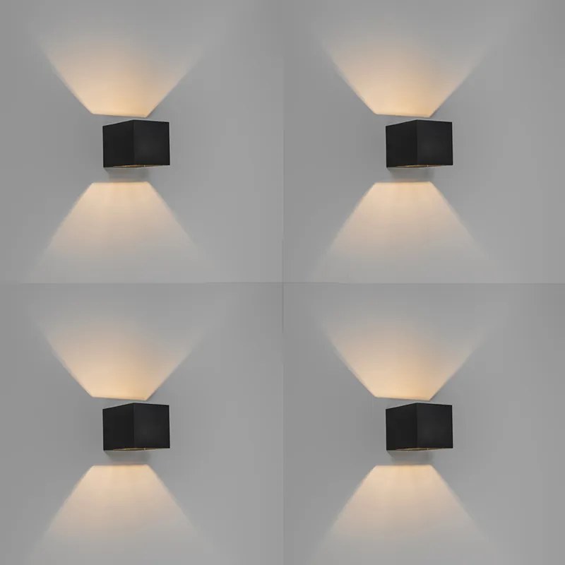 Conjunto de 4 Apliques de Parede Modernos Pretos - Transfer Moderno