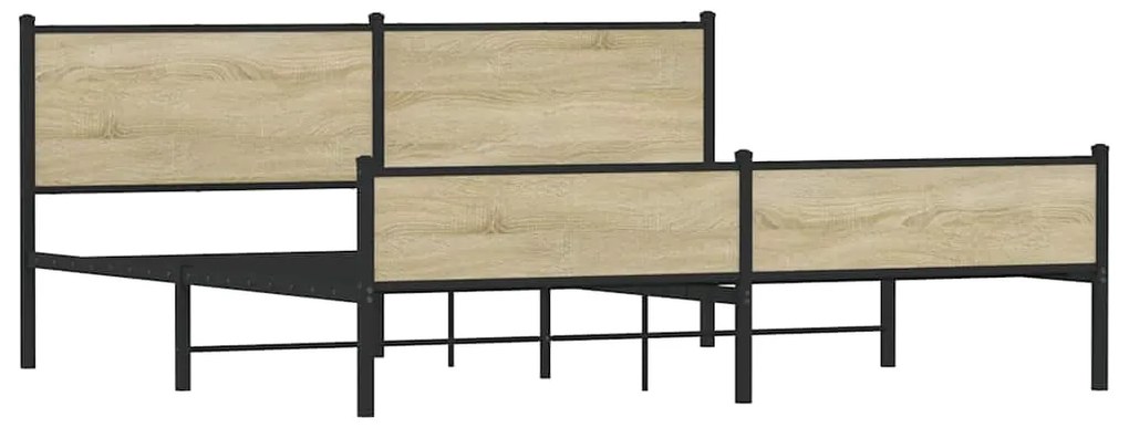 Estrutura de cama sem colchão 200x200cm metal carvalho sonoma