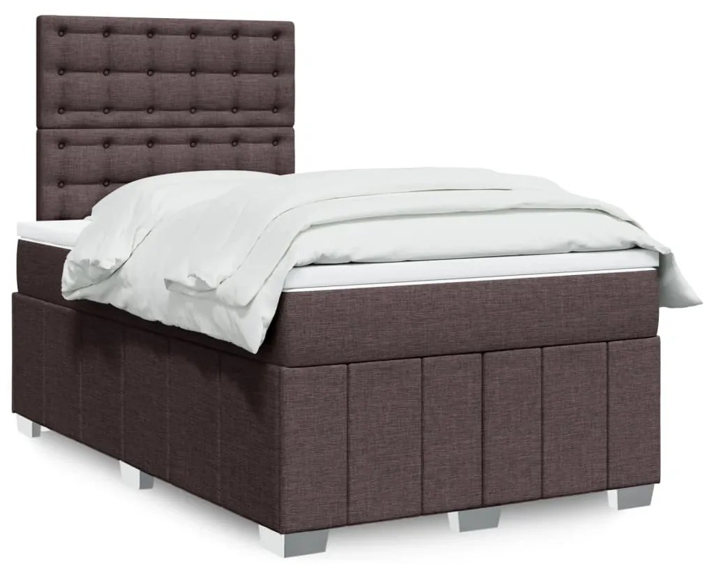 Cama boxspring com colchão 120x190 cm tecido castanho-escuro