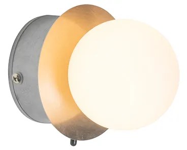 Candeeiro de parede em aço IP44 com interruptor - Cederic