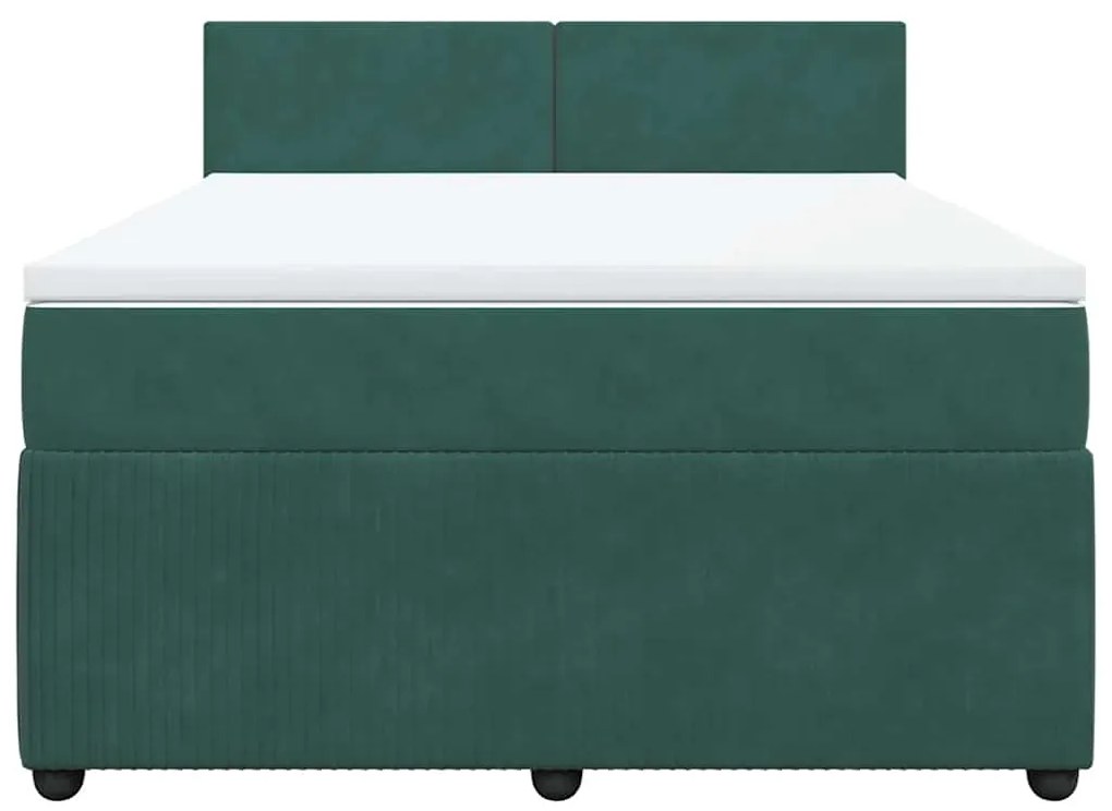 Cama com molas/colchão 140x200 cm veludo verde-escuro