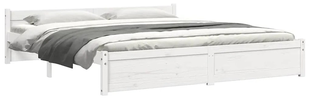 Estrutura de cama super king pinho maciço 180x200 cm branco