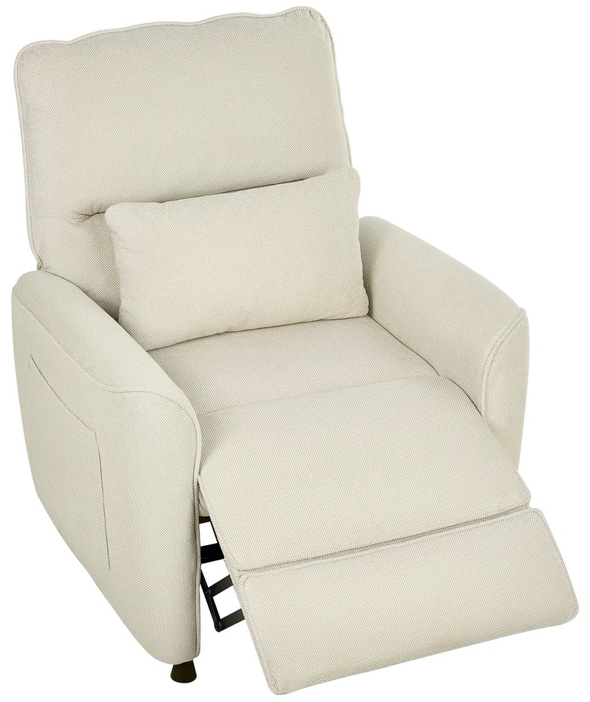Poltrona Relax com Aquecimento Lombar e Massagem por Vibração Poltrona Reclinável com Função de Memória 88x93x102 cm Creme