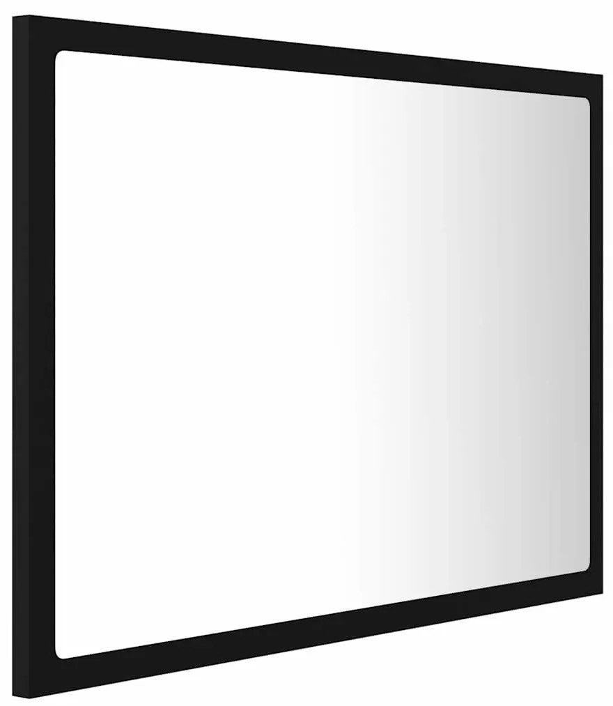 Espelho de casa de banho com LED 60x8,5x37 cm acrílico preto