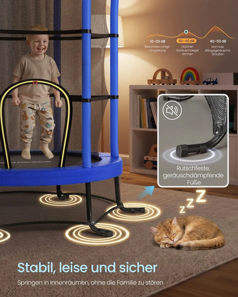 Trampolim infantil de 174 cm com rede de segurança azul