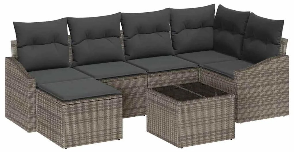 Conjunto de Sofá de Jardim com 6 Peças e Almofadas em Rattan Polipropi