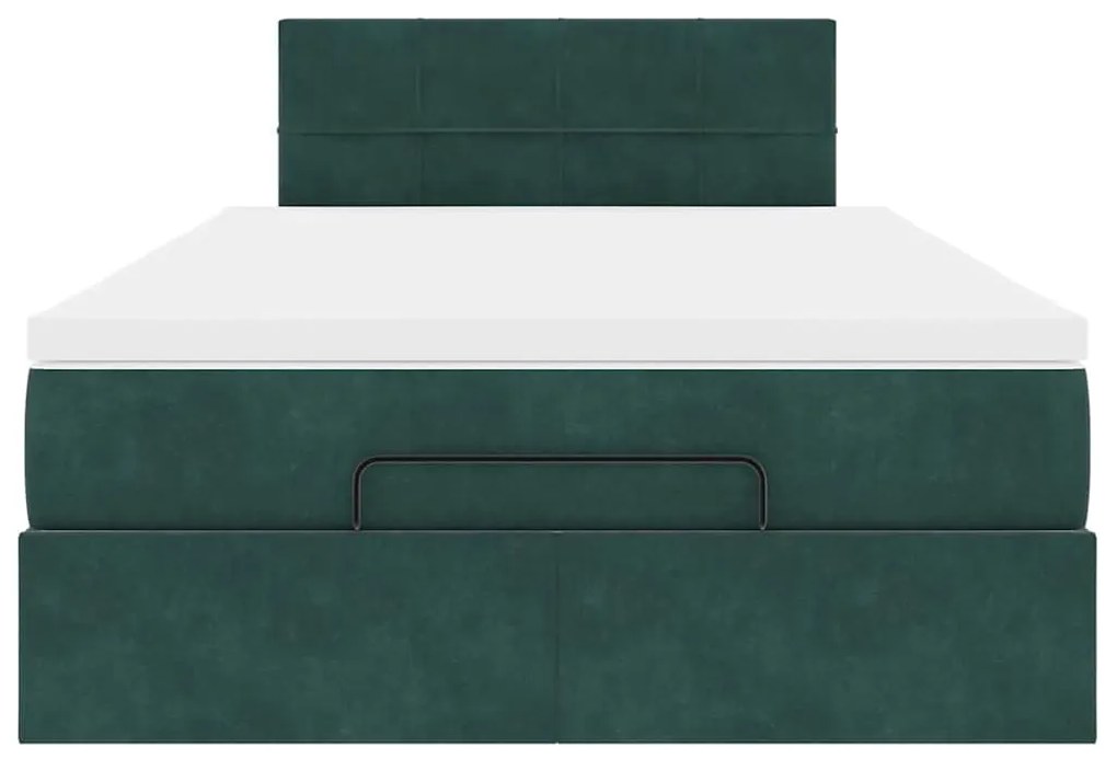 Estrutura de cama otomana com colchão verde escuro veludo