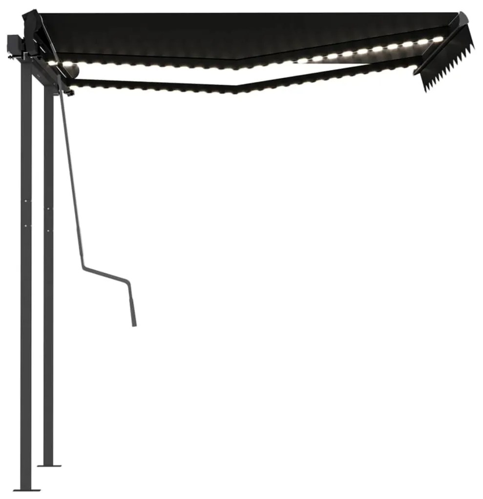 Toldo automático c/ LED e sensor de vento 3,5x2,5 m antracite